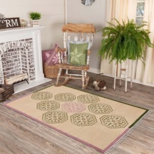 Bedroom Rug Pink Cotton Handmade Printed Carpet