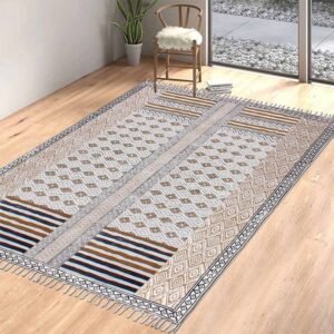 Hand Block Printed Indoor Cotton Area Rug