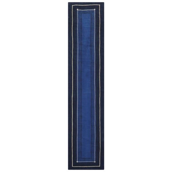 Hand Thread Work Cotton Blue Large Area Rug