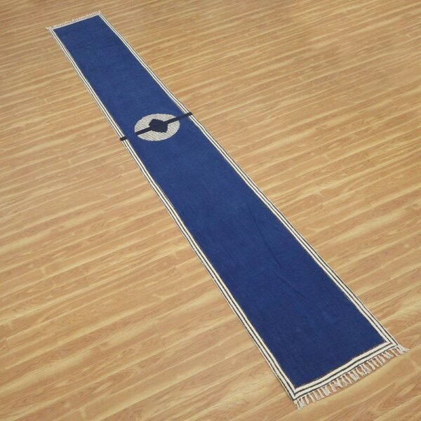Hand Block Printed Cotton Blue Large Area Rug - Image 4