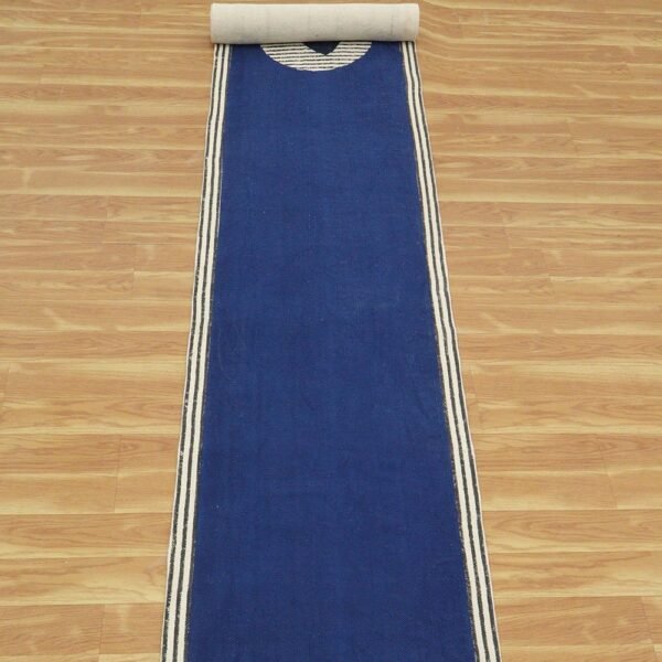 Hand Block Printed Cotton Blue Large Area Rug - Image 7