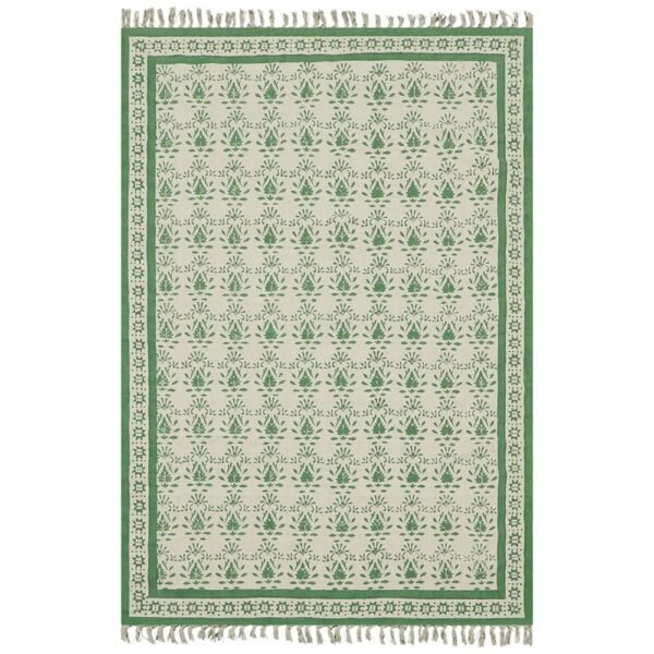 Hand Block Printed Cotton Living Area Rug