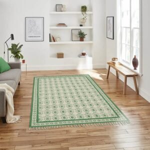 Hand Block Printed Cotton Living Area Rug