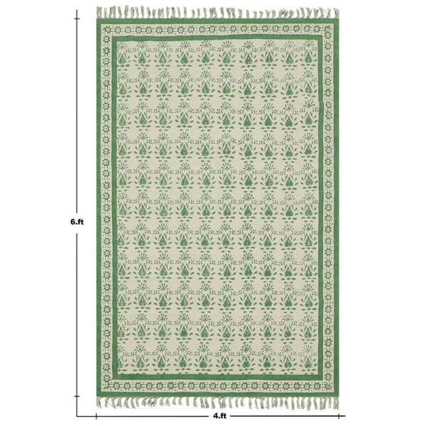Hand Block Printed Cotton Living Area Rug - Image 3