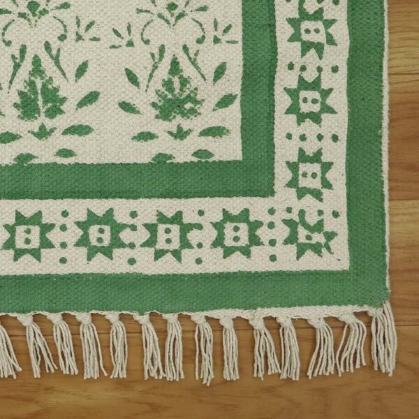 Hand Block Printed Cotton Living Area Rug - Image 5