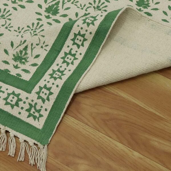 Hand Block Printed Cotton Living Area Rug - Image 6