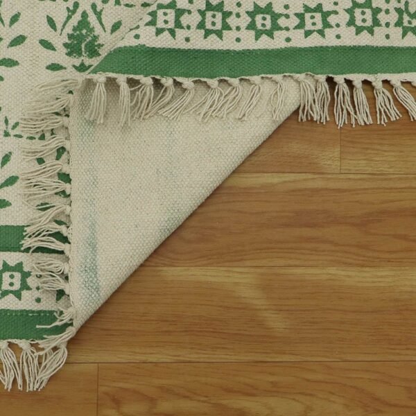 Hand Block Printed Cotton Living Area Rug - Image 7