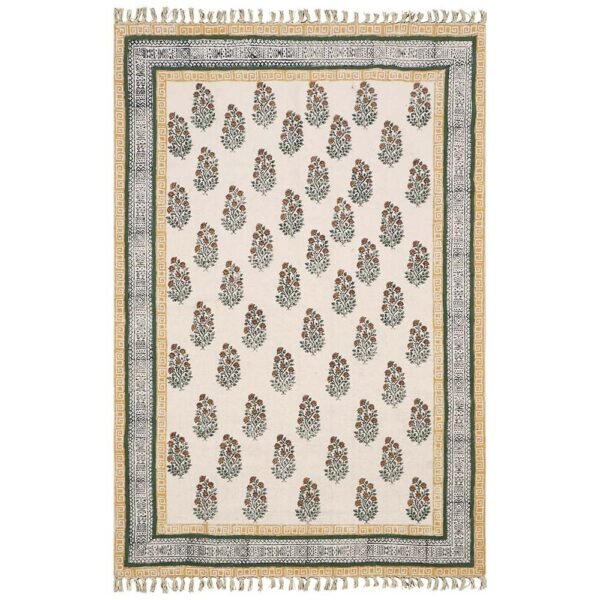 Handmade Floral Printed Cotton Bedroom Area Rug