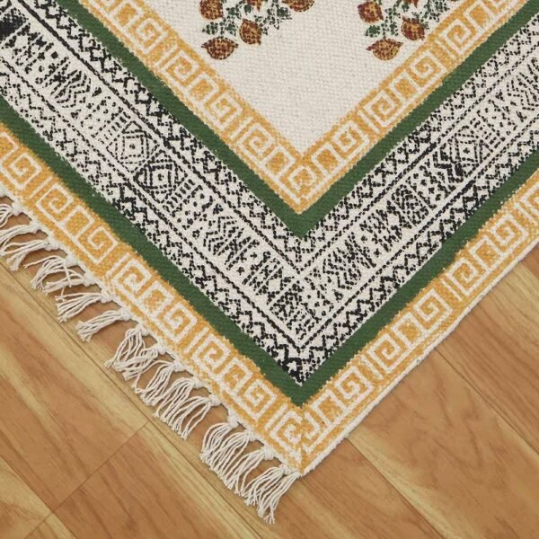 Handmade Floral Printed Cotton Bedroom Area Rug - Image 5