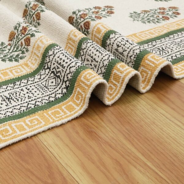 Handmade Floral Printed Cotton Bedroom Area Rug - Image 7