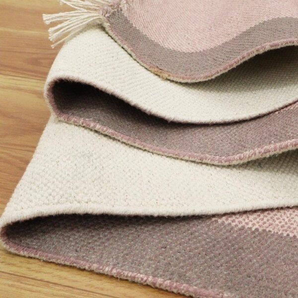 Geometric Block Printed Cotton Beige Large Area Rug - Image 5