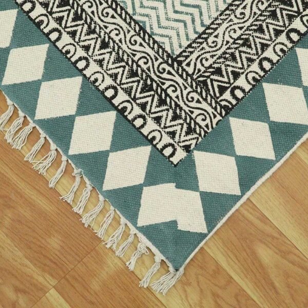 Hand Block Printed Geometric 4x6 Rug - Image 6