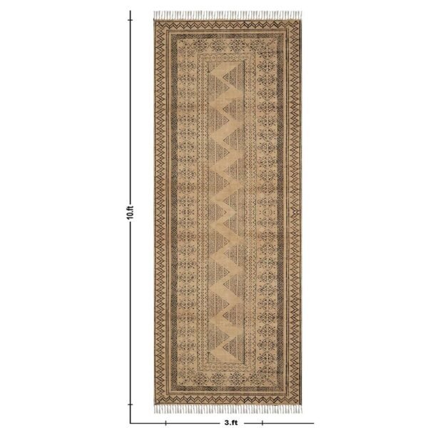 Geometric Brown Printed Cotton Area Rug - Image 3