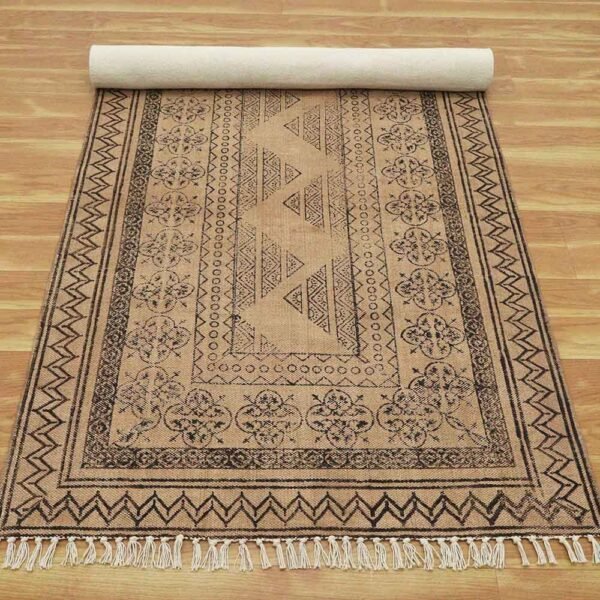 Geometric Brown Printed Cotton Area Rug - Image 7