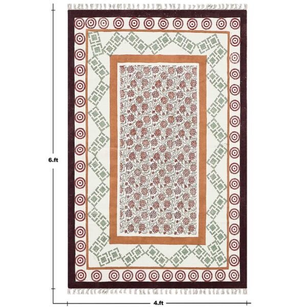 Hand Block Printed Tribal Cotton Large Carpet - Image 3