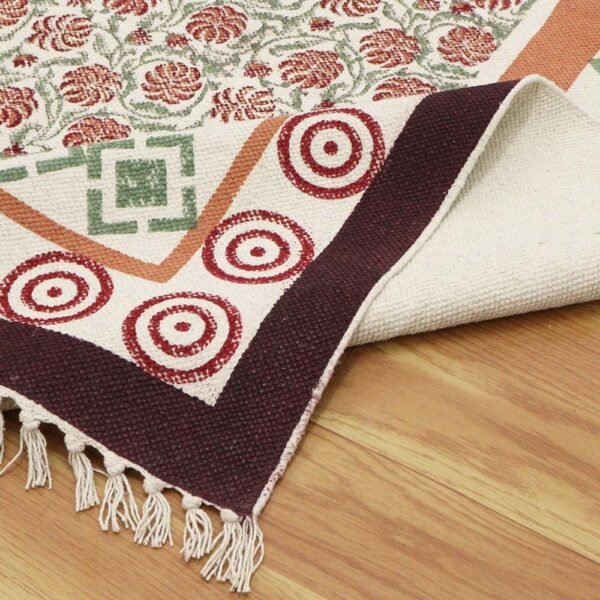 Hand Block Printed Tribal Cotton Large Carpet - Image 6