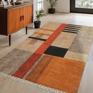 Living Room Decor Handmade Brown Area Dhurrie