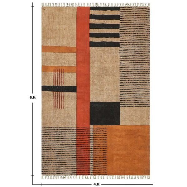 Living Room Decor Handmade Brown Area Dhurrie - Image 3