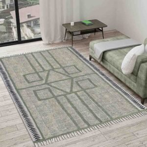 Modern Block Printed Cotton Bedroom Area Rug