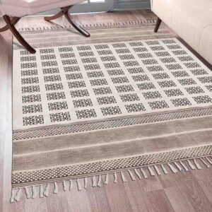 Geometric Block Printed Cotton Area Carpet
