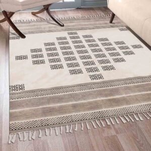 Hand Block Printed Cotton Blue Large Area Rug