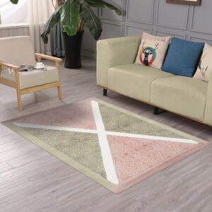 Hand Block Printed Geometric Green Area Rug