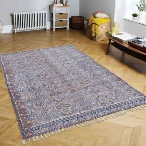 Hand Block Printed Abstract Multicolor Rug