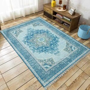 Olive Abstract Cotton Hands Crafted Rug