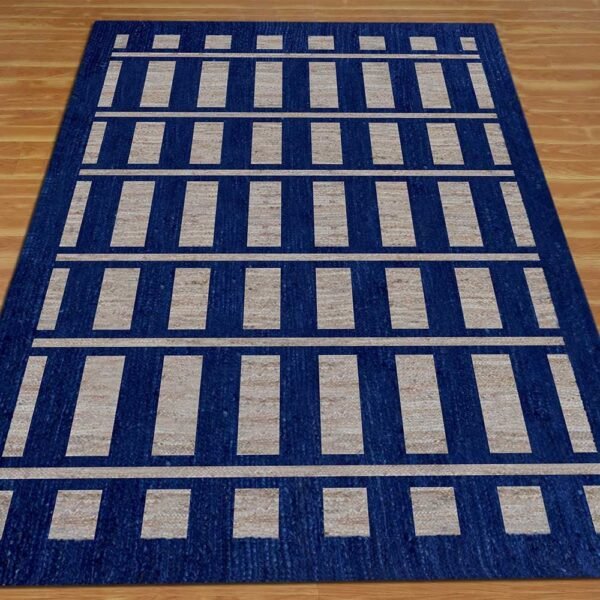 Hand-Braided Blue Jute Rug – Stylish Natural Area Carpet - Image 3