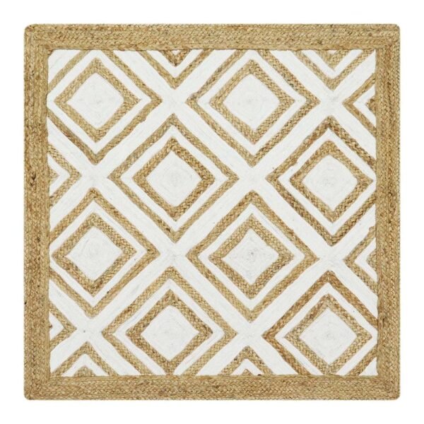 Handmade Jute White Rug Geometric Carpet