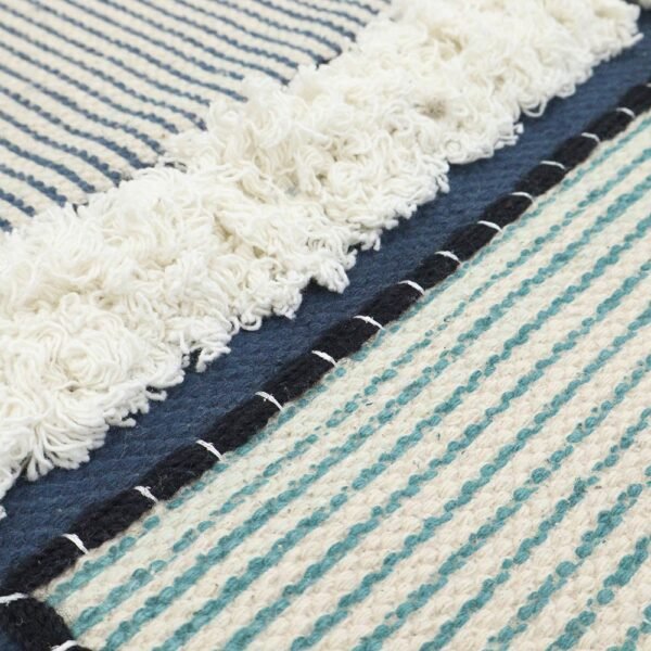 Embroidery Black Handmade Geometric Rug Made With Cotton - Image 6