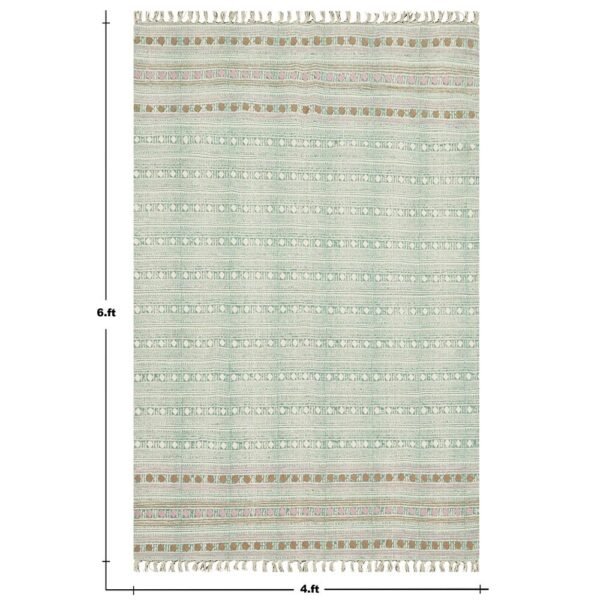 Artisan Work Green  Handmade Rug Made With Cotton - Image 3