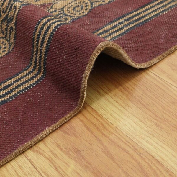 Maroon Hand Block Printed Cotton Area Rug - Image 8