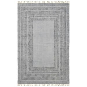 Gray Handmade Large Area Cotton Dhurrie
