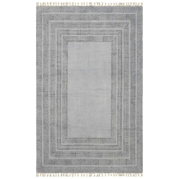 Gray Handmade Large Area Cotton Dhurrie