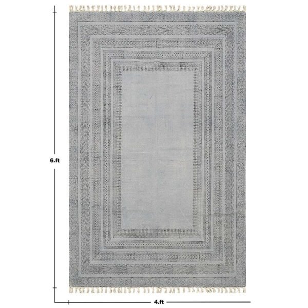 Gray Handmade Large Area Cotton Dhurrie - Image 3