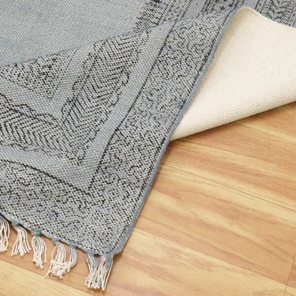 Gray Handmade Large Area Cotton Dhurrie - Image 5