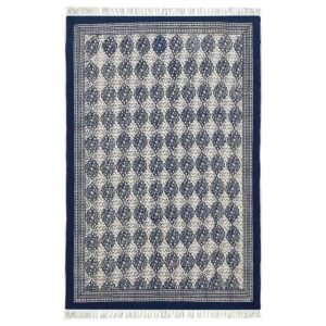 Handmade Blue Plants Pattern Cotton Rugs