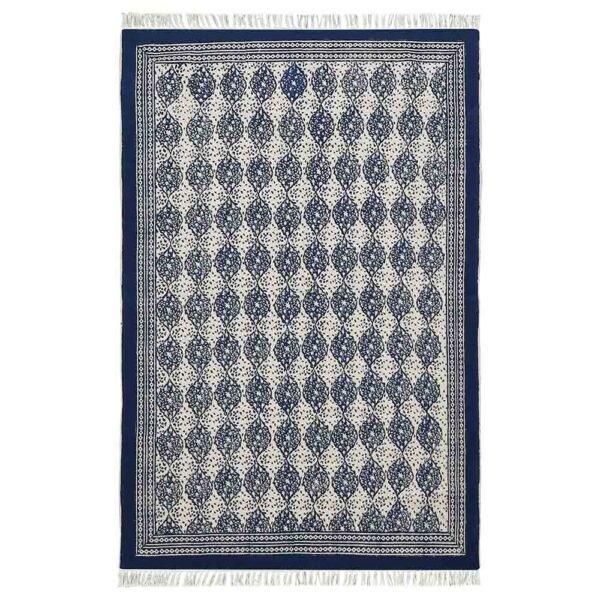 Handmade Blue Plants Pattern Cotton Rugs