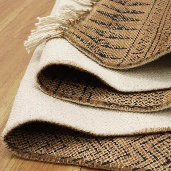 Hand Block Printed Cotton Dining Room Rug - Image 6