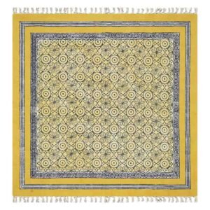 Yellow Geometric Cotton Handmade Large Rug