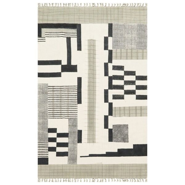 Hand Crafted Black Abstract Cotton Home Decor Rug
