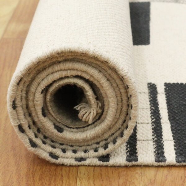 Hand Crafted Black Abstract Cotton Home Decor Rug - Image 7