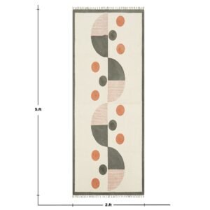 Handmade Block Printed Cotton Entryway Area Rug