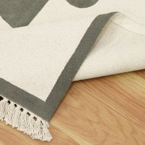 Handmade Block Printed Cotton Entryway Area Rug - Image 5