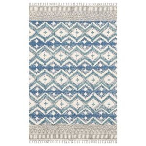 Blue Hand Block Printed Cotton Hall Area Rug
