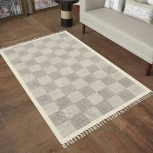 Brown Geometric Handmade Kitchen Area Rug