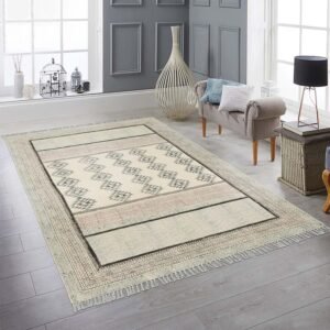 Handmade Block Printed Cotton Brown Dhurrie