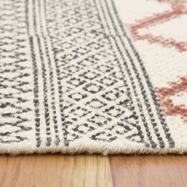 Hand Block Printed Cotton Contemporary Rug - Image 6