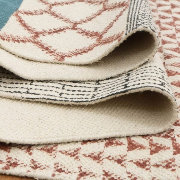 Hand Block Printed Cotton Contemporary Rug - Image 8